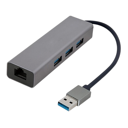 USB  3.0 Hub 3-port with built-in LAN port Cablexpert "A-AMU3-LAN-01", Black