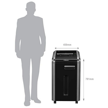Fellowes  Powershred® 225Ci, DIN Level P-4, Cross4х38mm, Capacit.22sheets, Vol.60L. Paper Clips, DVD