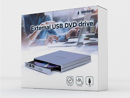 External Slim DVD-RW Drive Gembird "DVD-USB-02-SV", Silver, (USB2.0)
