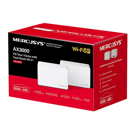 Whole-Home Mesh Dual Band Wi-Fi 6 System MERCUSYS, "Halo H80X(2-pack)", 3000Mbps, MU-MIMO,Gbit Ports