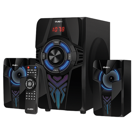Speakers SVEN "MS-2070" SD-card, USB, FM, remote control, Bluetooth, Black, 60w/30w + 2x15w/2.1