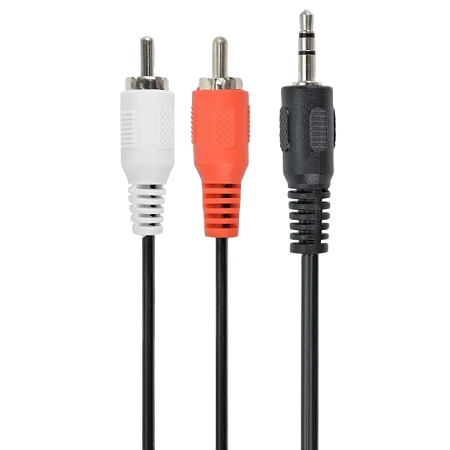 Аудио адаптер Cablexpert CCA-458/0.2, 3.5mm 3-pin (M) - 2x RCA (M), 0,2м, Чёрный,usb ,micro ,iphone, 3.5, tupe-c, тюльпаны