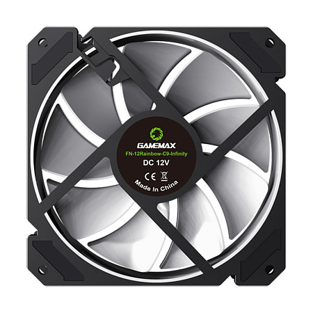 PC Case Fan GAMEMAX FN-12Rainbow-C9, 120mm, ARGB, 8 LED, 9 blades, 28.8dB, 56,62 CFM, 1200RPM, Hydro