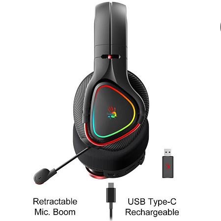 Gaming Wireless Headset Bloody MR710, 50mm driver, Hybrid Diaphragm, 16 Ohm, 105db, 335g, Retractabl