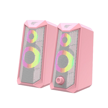 Gaming Speakers Havit SK202, 2x2.5" drivers, 2x3W RMS, 4Ohm, 3.5mm+USB, RGB, Pink 
