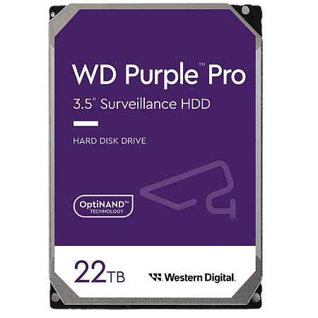 3.5" HDD 22.0TB-SATA-512MB Western Digital  "Purple Pro (WD221PURP)", Surveillance, CMR 