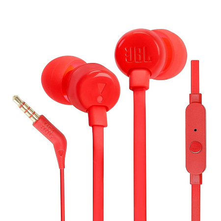 JBL Earphones 3.5mm with Mic Tune 110, Red JBL Earphones 3.5mm with Mic Tune 110, Red