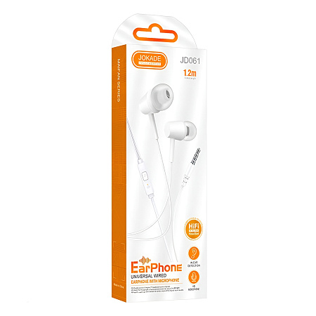 Jokade Earphones 3.5mm with Mic JD061, White