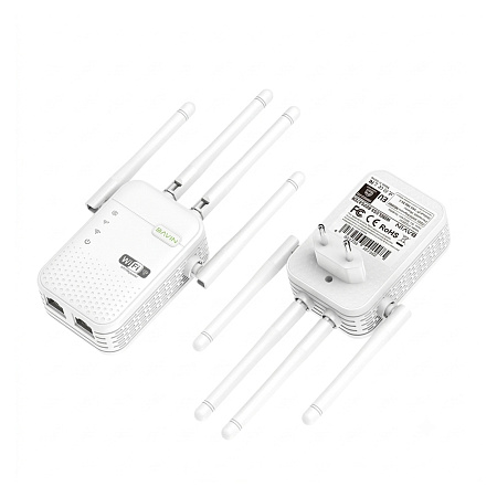 BAVIN Wi-Fi Signal Booster 300Mbps, Single Band (2.4G), 4 External Antennas, Wired/Wireless Connection, White
