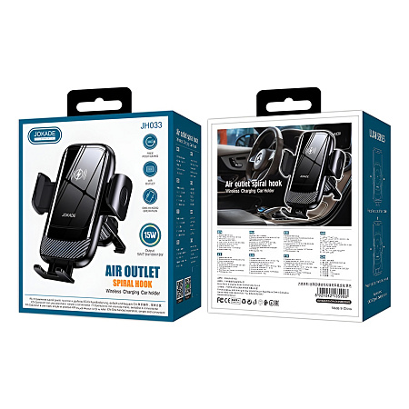 Jokade Car Holder Air Outlet Wireless Charging 15W JH033, Black Jokade Car Holder Air Outlet Wireless Charging 15W JH033, Black