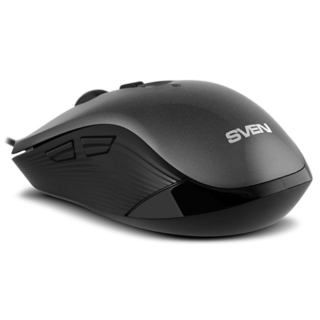 Mouse SVEN RX-520S, 800-3200 dpi, 6 buttons, Ambidextrous, Silent, 83g., 1.5m, USB, Gray