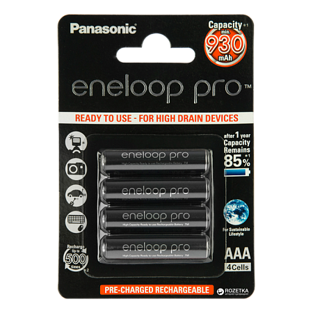  AAA  Eneloop PRO 930mAh, Blister*4, Panasonic, BK-4HCDE/4BE