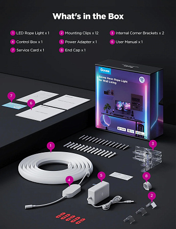 Неоновый шнур для облицовки стен GOVEE Neon Rope Light / 5m / Multicolor / Wi-Fi + BT