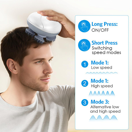Adomii Smart Scalp Head Massager Portable Wet & Dry, White