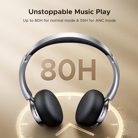 UGREEN Wireless Headphones Studio Plus Hybrid ANC | HP207, Silver-Black