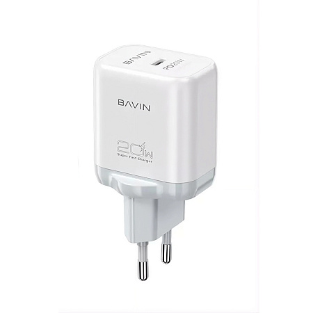BAVIN Wall Charger PD 20W Fast Charge + Cable Type-C to Lightning, White