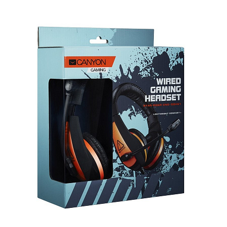 Gaming Headset Canyon Star Raider, 40mm drivers, 20-20000Hz, 32 Ohm, 100dB, 2x3.5mm, Black/Orange
