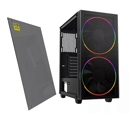 Case ATX GAMEMAX Aero, w/o PSU, 0.5mm, 2x200mm & 1x120mm ARGB fans, ARGB+PWM Hub, Front Mesh, TG, DF