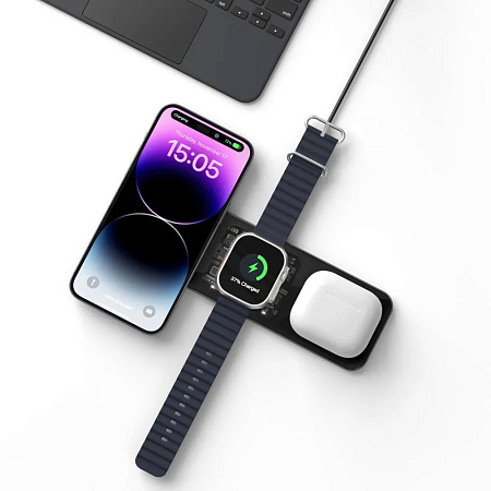 WIWU Wireless Charger 3 in 1 W010, Black