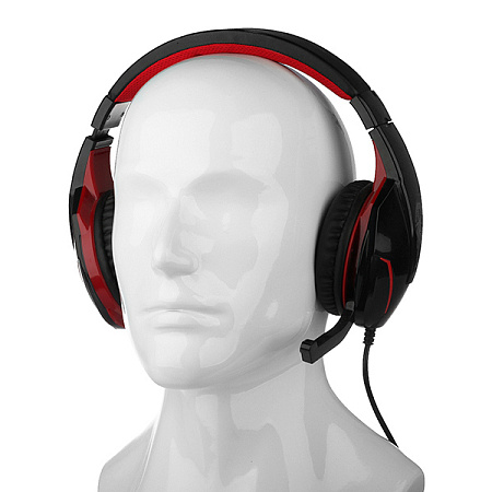 Игровая Гарнитура QUMO Bionic, Проводной аналоговый, Чёрный/Красный 