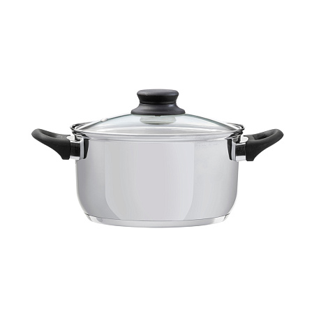 Domotti, Pot With Lid, Lima, 24 Cm, 6.1 L Stainless Steel, Tempered Glass