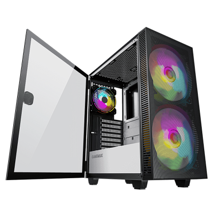 Case ATX GAMEMAX Aero, w/o PSU, 0.5mm, 2x200mm & 1x120mm ARGB fans, ARGB+PWM Hub, Front Mesh, TG, DF