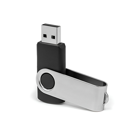 USB Drive 2.0 Unprinted Swivel 128 GB, Black/Silver