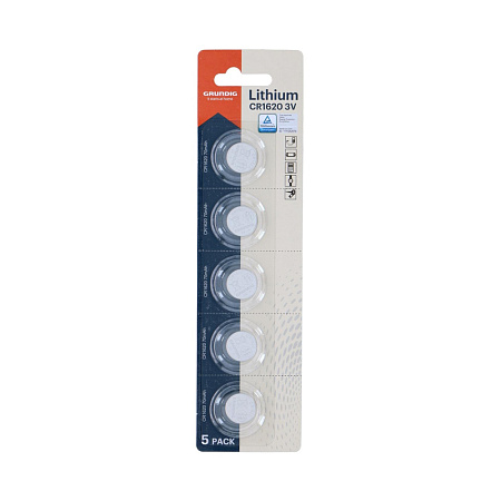 GRUNDIG Battery Buttoncell CR1620 Lithium 5pcs Blister