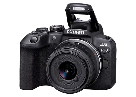 Беззеркальный фотоаппарат Canon EOS R10 + RF-S 18-45 IS STM & Adapter, Чёрный