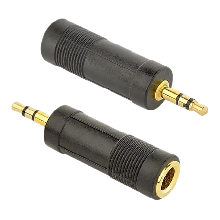 Аудио адаптер Cablexpert A-6.35F-3.5M, 6.35mm 3-pin (F) - 3.5mm 3-pin (M), Чёрный,usb ,micro ,iphone, 3.5, tupe-c, тюльпаны
