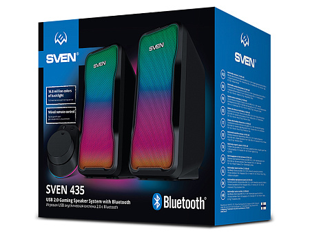 Speakers SVEN "435" Black, 10w, USB power / DC 5V, RGB Light