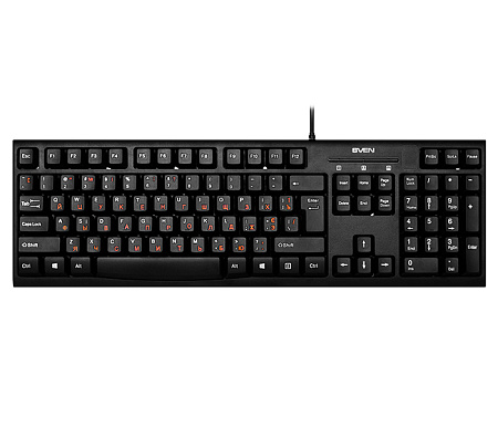 Keyboard SVEN KB-S300, Classic layoutt, Splash proof, 1.5m, USB, EN/RU, Black