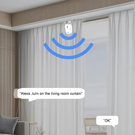Smart Curtain Motor Electric Cornice WiFi Rechargeable 4000mAh, White