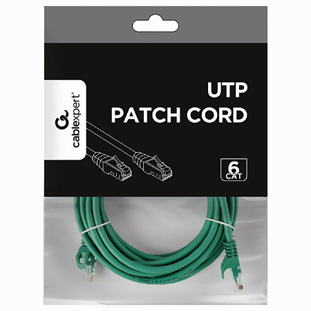 Patch Cord Cat.6U  5m, Green, PP6U-5M/G, Cablexpert, Stranded Unshielded 
