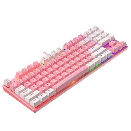 Gaming Keyboard Havit KB512L, Mechanical, Blue SW, RGB, 89 Keys, US Layout,1.5m, USB, Pink+White Gaming Keyboard Havit KB512L, Mechanical, Blue SW, RGB, 89 Keys, US Layout,1.5m, USB, Pink+White