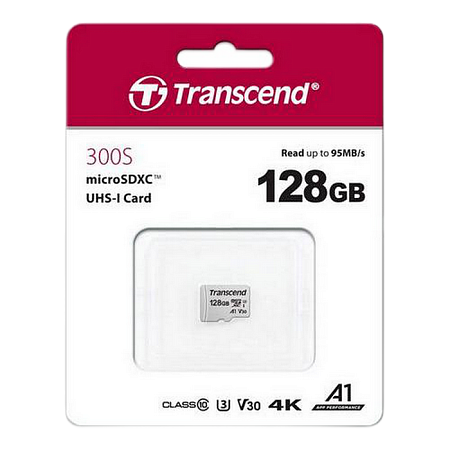 Карта памяти Transcend MicroSDXC Class 10, 128Гб (TS128GUSD300S)