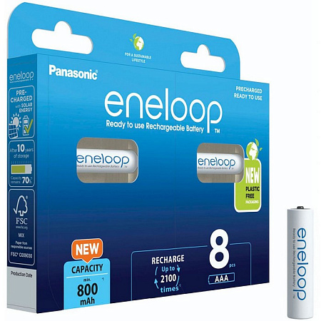 AAA  Eneloop 800mAh, Blister*8, Panasonic, BK-4MCDE/8BE
