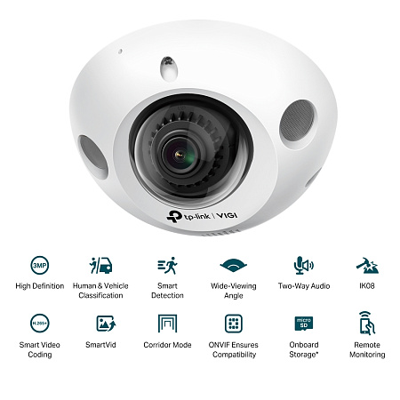 TP-Link Dome Network Camera, "VIGI C230I Mini", 2.8mm, 3MP, IK08, PoE TP-Link Dome Network Camera, "VIGI C230I Mini", 2.8mm, 3MP, IK08, PoE