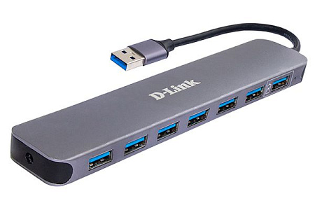 USB 3.0 Hub 7-ports D-link "DUB-1370/B1A", Fast Charge, Power Adapter