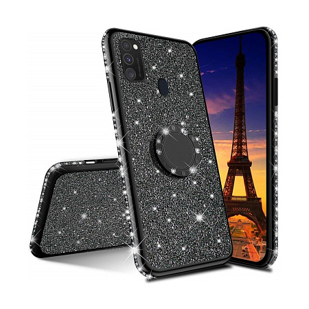 Helmet Case TPU Glitter Samsung A21s, Black Helmet Case TPU Glitter Samsung A21s, Black