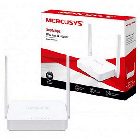 Wi-Fi N MERCUSYS Router, "MW305R", 300Mbps, 3x5dBi Antennas, 3xLAN Ports
