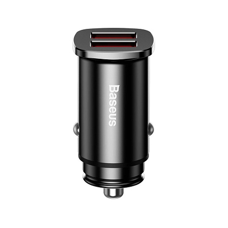 Baseus Car Charger 2xUSB Square Metal QC3.0 30W, Black