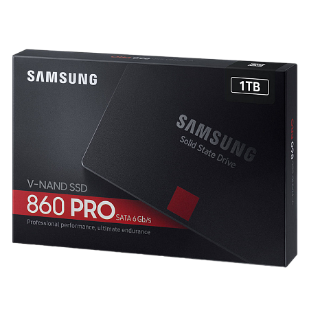 2.5" SATA SSD 1.0TB Samsung 860 PRO "MZ-76P1T0BW" [R/W:560/530MB/s, 100K IOPS, MJX, VNAND 2bit MLC]