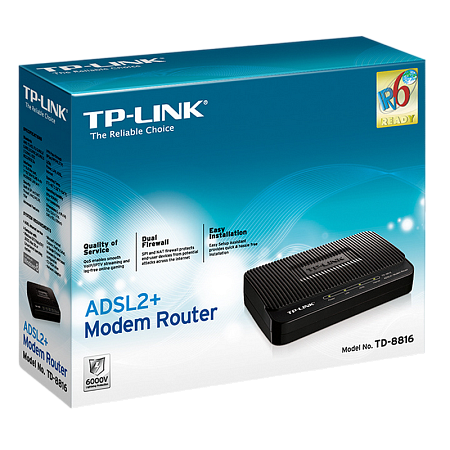 ADSL Router TP-LINK "TD-8816", 1xEthernet port, ADSL/ADSL2/ADSL2+, Splitter, Annex A