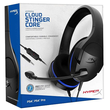 Игровая Гарнитура HyperX Cloud Stinger PS4, Проводной аналоговый, Черный/Синий