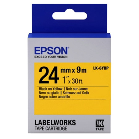 Tape Cartridge EPSON LK-6YBP; 24mm/9m Pastel, Black/Yellow, C53S656005 Tape Cartridge EPSON LK-6YBP; 24mm/9m Pastel, Black/Yellow, C53S656005