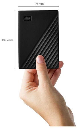 Внешний портативный жесткий диск Western Digital WD My Passport,  2 TB, Чёрный (WDBYVG0020BBK-WESN)