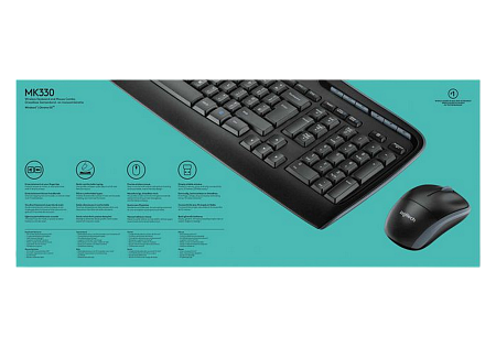 Wireless Keyboard & Mouse Logitech MK330, Media сontrols, Low-profile, Quiet typing, F-keys, 1000dpi Wireless Keyboard & Mouse Logitech MK330, Media сontrols, Low-profile, Quiet typing, F-keys, 1000dpi