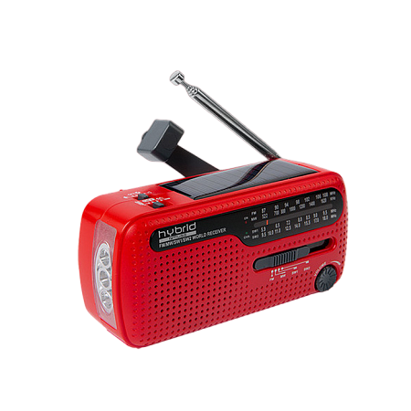 MUSE MH-07 RED, Tuner FM, Clocks, Cranking Dynamo, Solar Power, RED