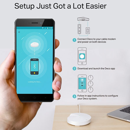Whole-Home Mesh Dual Band Wi-Fi AC System TP-LINK, "Deco M5(3-pack)", 1300Mbps, MU-MIMO, Gbit, BT Whole-Home Mesh Dual Band Wi-Fi AC System TP-LINK, "Deco M5(3-pack)", 1300Mbps, MU-MIMO, Gbit, BT